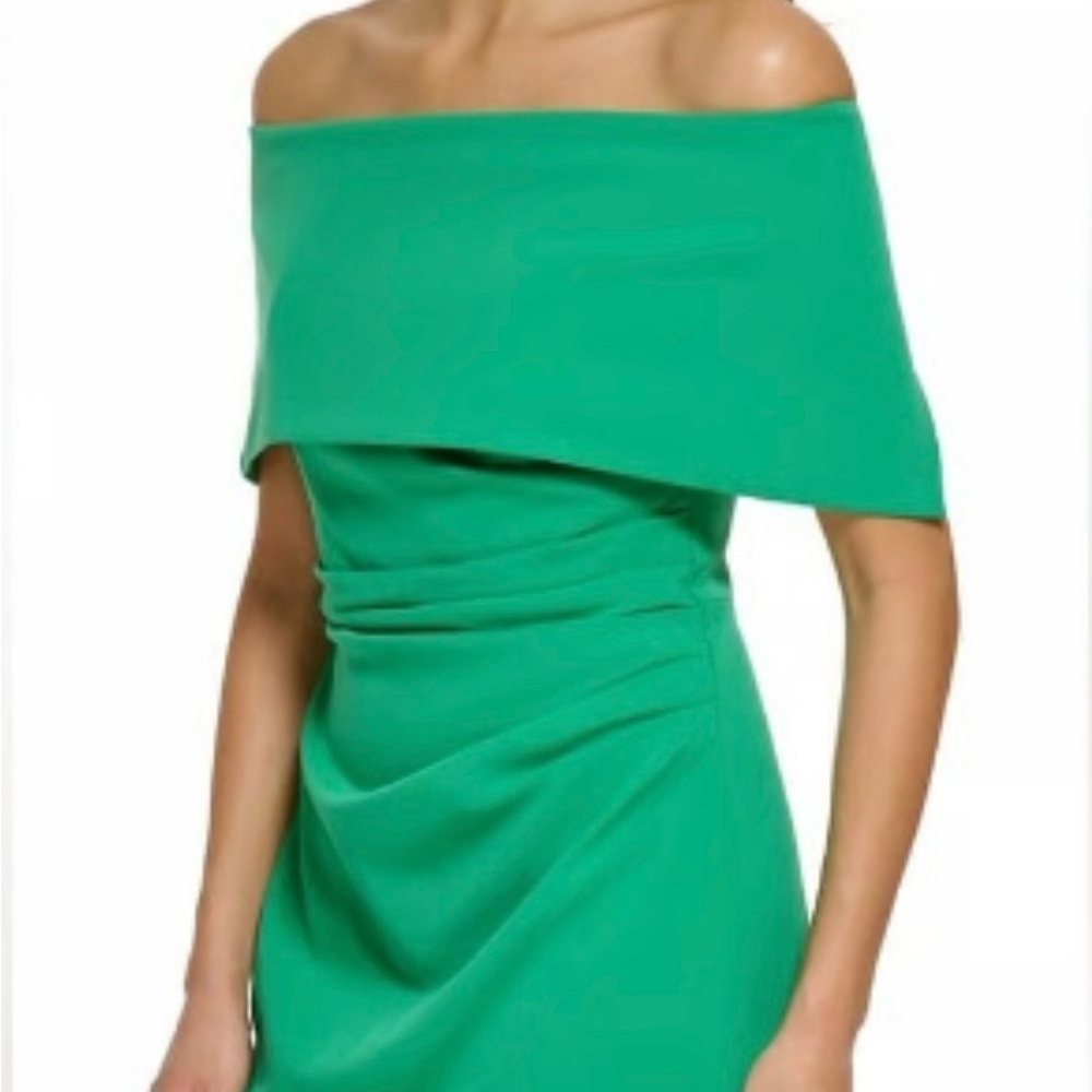 Vince Camuto Green Off-Shoulder Sheath Dress - Picture 2 of 6